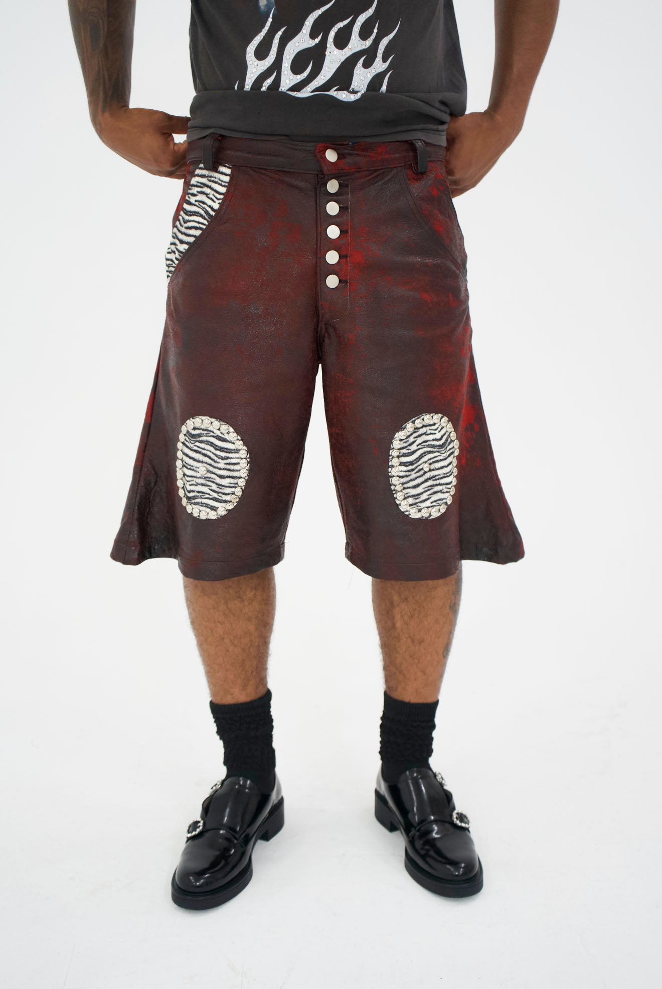Italian Leather studded Shorts 1of1