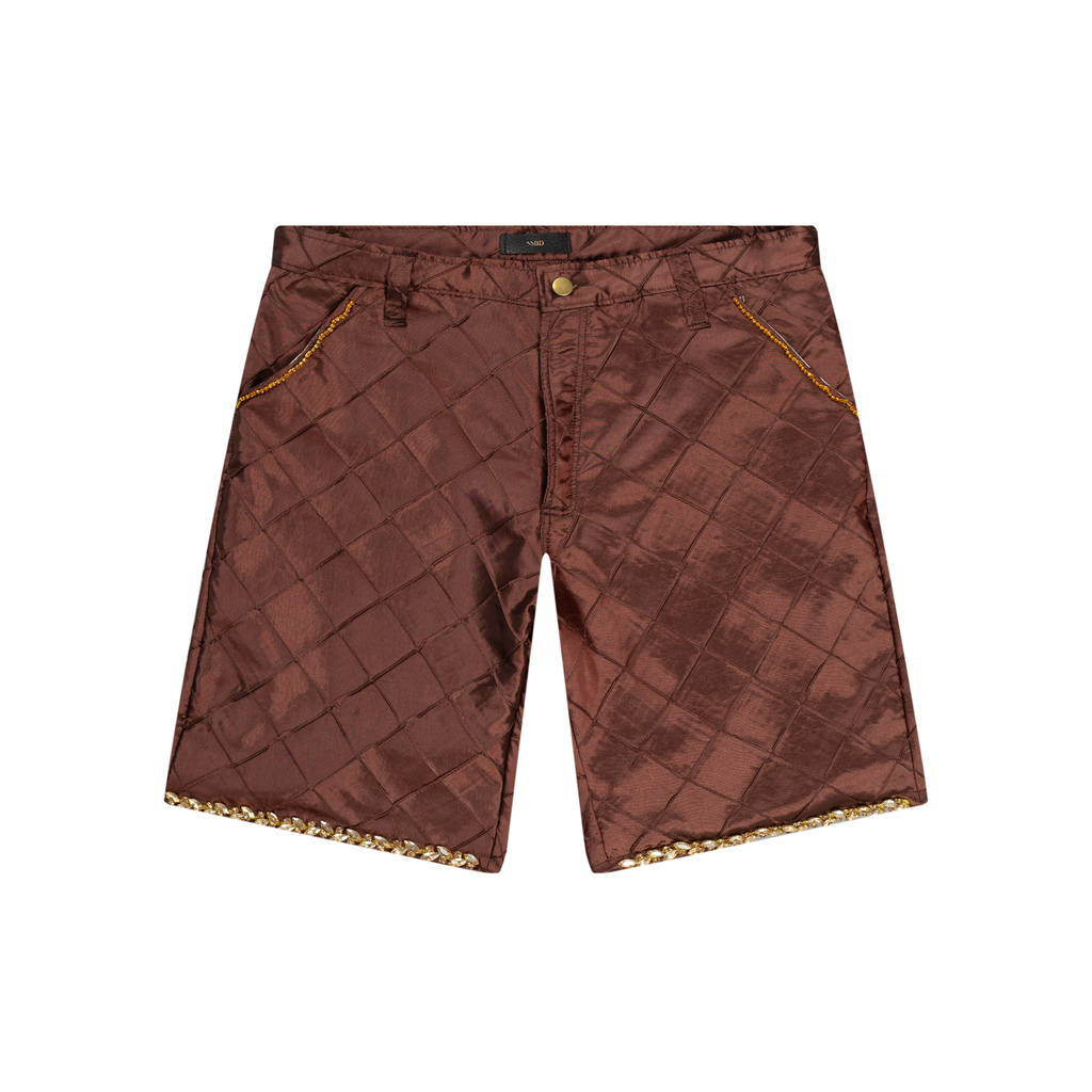 Cognac Diamond Tailored Shorts